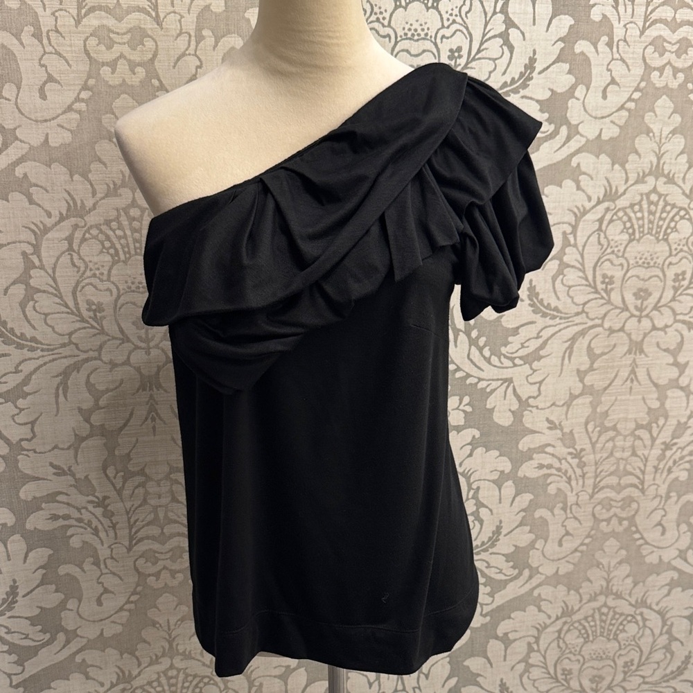 Robert Rodriguez Black Asymmetrical Ruffle Blouse